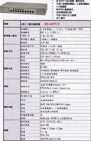 四路數位監控主機(基本型)